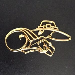 Brooch with rhinestone vintage signed JKArt Deco